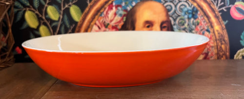 Vintage MCM Royal Doulton Seville, Orange and White Oval Serving Bowl