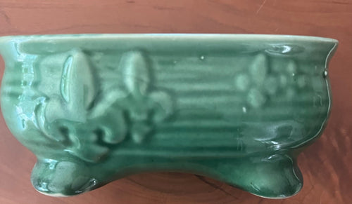 Vintage MCM Fleur-de-lis Green Planter