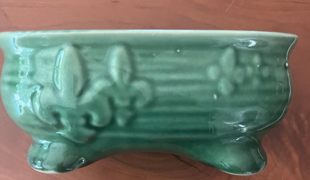 Vintage MCM Fleur-de-lis Green Planter