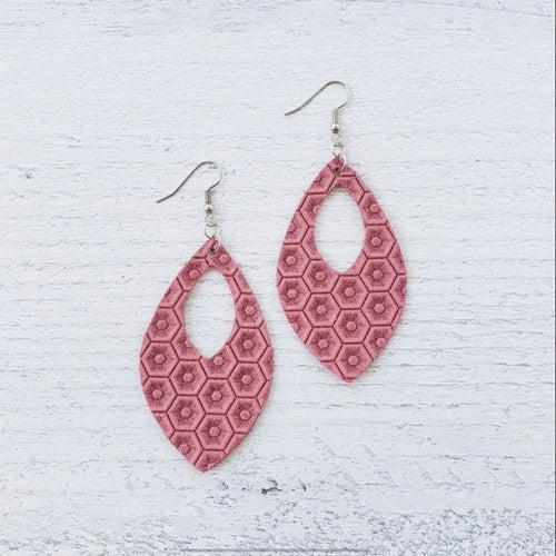 Watermelon Honeycomb Leather Earrings