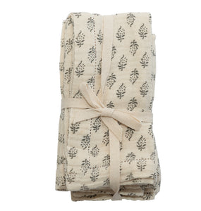 Charcoal & Cream Floral Napkin Set