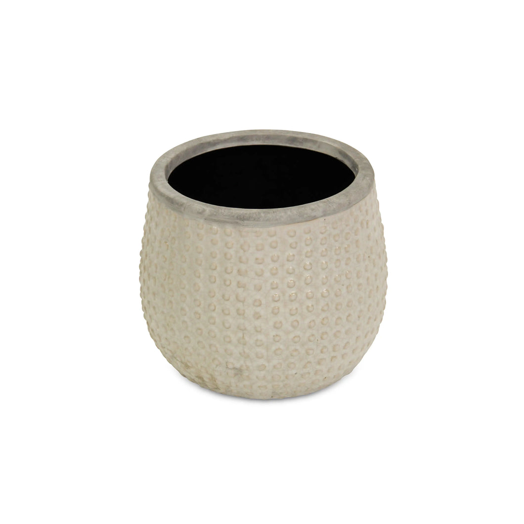 Curved Cream Ceramic Pot