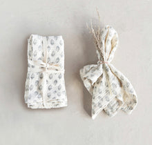 Load image into Gallery viewer, Charcoal &amp; Cream Floral Napkin Set