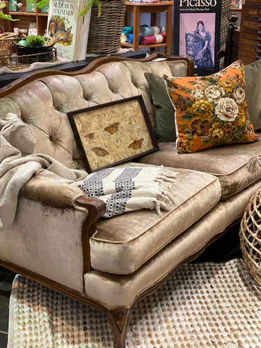 Taupe Velvet Loveseat
